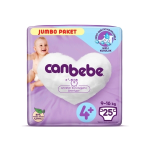 Canbebe 4+ Beden Jumbo Paket Maxiplus Bebek Bezi 9-16 kg 25 adet